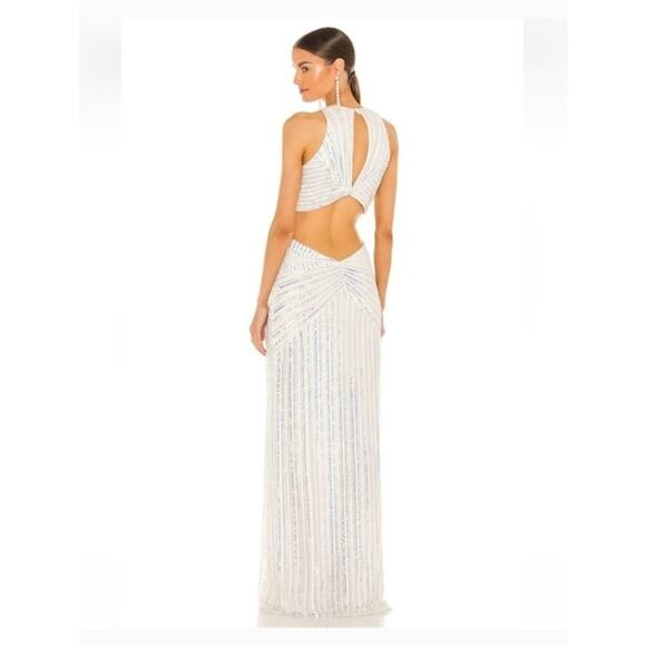 Retrofete Millie Dress in Geo White Sequin Size XS NWT Cutout Sleeveless Maxi - Picture 2 of 13